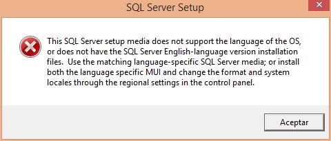 SQL Server error de instalación